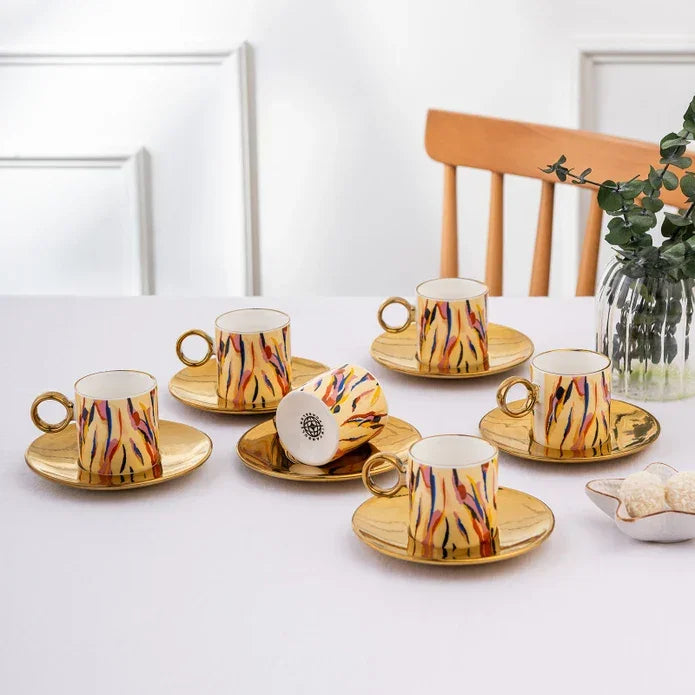 Istanbul Porcelain Ahenk 6-Person Coffee Cup Set 90 ml - Emsan Jordan