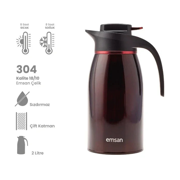 Emsan Gama Burgundy Thermos – 2 Liters - Emsan Jordan