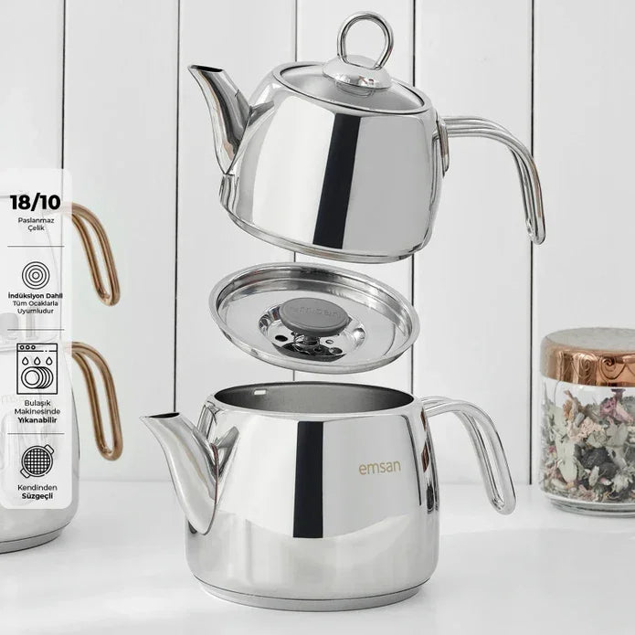 Emsan Soft (L) Induction-Based Teapot Set
Drip-free teapot with built-in strainer - Emsan Jordan