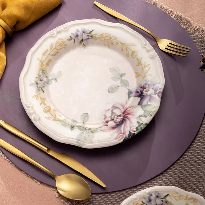 Emsan Flory Stoneware 24 Piece Dinner Set for 6 People - Emsan Jordan