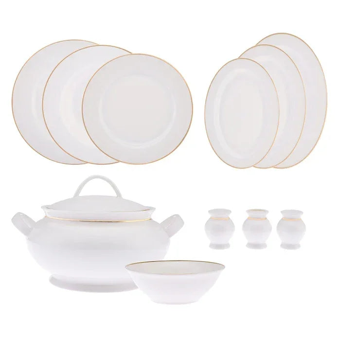 Emsan New Marly Porcelain 60-Piece 12-Person Round Dinner Set Gold - Emsan Jordan