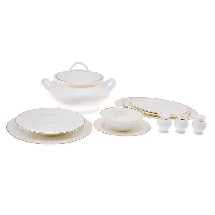 Emsan New Marly Porcelain 60-Piece 12-Person Round Dinner Set Gold - Emsan Jordan