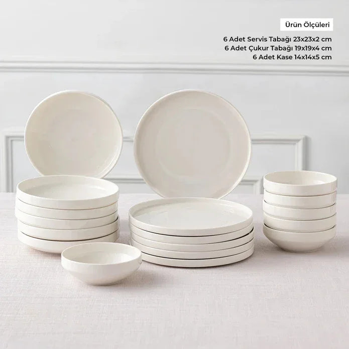 Istanbul Porcelain Akis 18 Piece Dinner Set for 6 People - Emsan Jordan