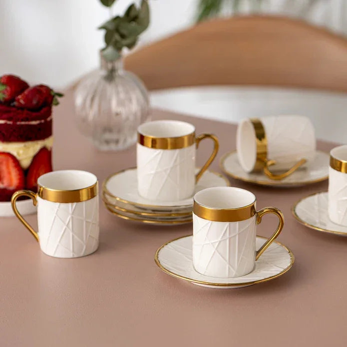 Istanbul Porcelain Buse 6-Piece Coffee Cup Set 90 ml - Emsan Jordan