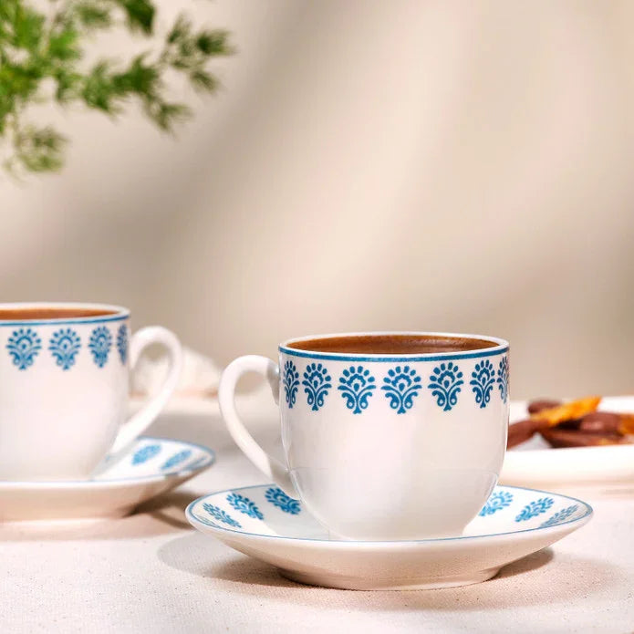 Emsan Sierra New Bone 2-Person Coffee Cup Set 90 ml Blue - Emsan Jordan