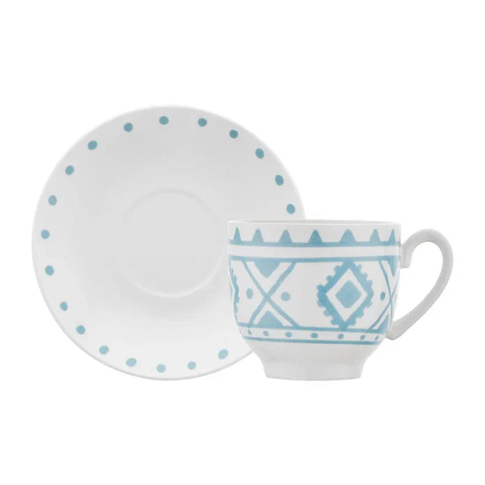 Emsan Ethnic Azur New Bone 2-Person Coffee Cup Set 90 ml Blue - Emsan Jordan