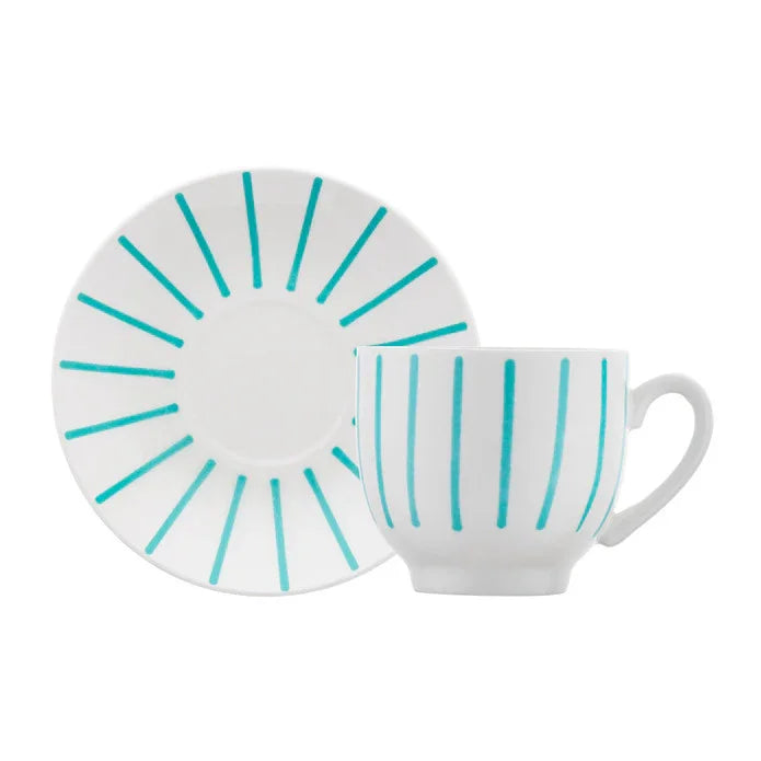 Emsan Mathilda New Bone 2-Person Coffee Cup Set 90 ml Green - Emsan Jordan