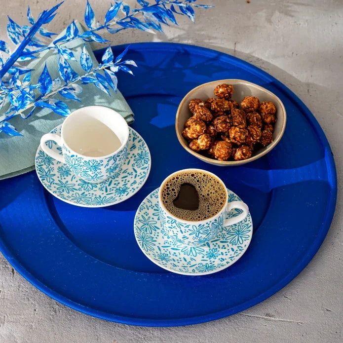 Emsan Deep Azur New Bone 2-Person Coffee Cup Set 90 ml Blue - Emsan Jordan