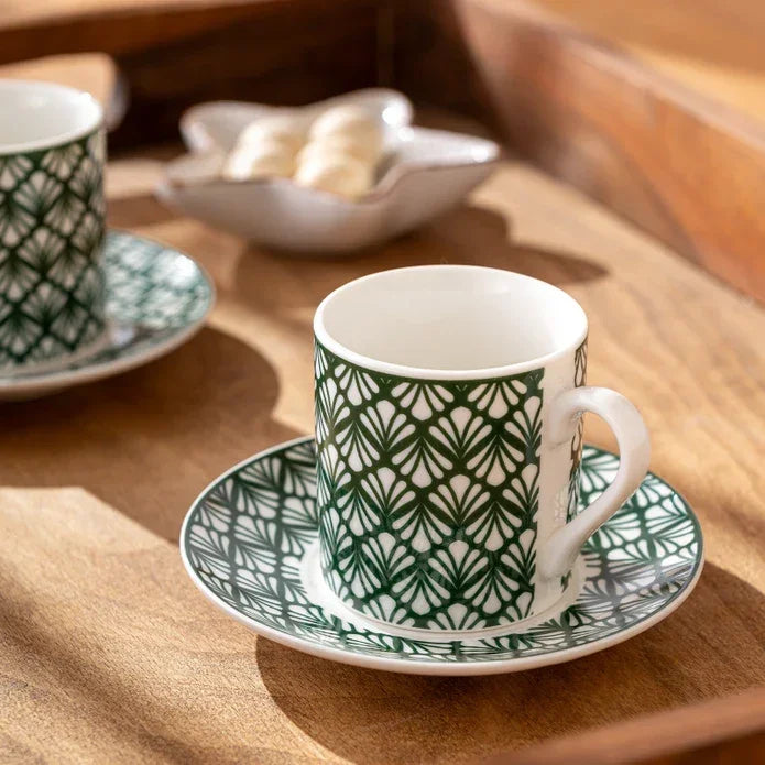 Emsan Overland New Bone 2-Person Coffee Cup Set 90 ml Green - Emsan Jordan
