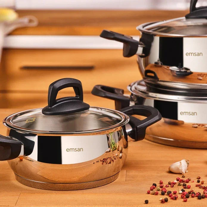 Emsan Aren 8-Piece Stainless Steel Cookware Set - Emsan Jordan
