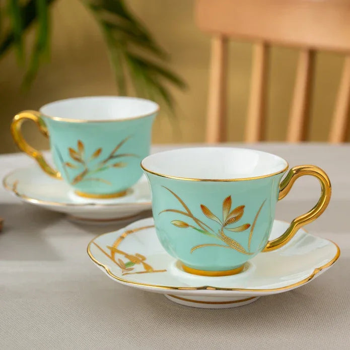 Istanbul Porcelain Berin 2-Person Coffee Cup Set Green 90 ml - Emsan Jordan