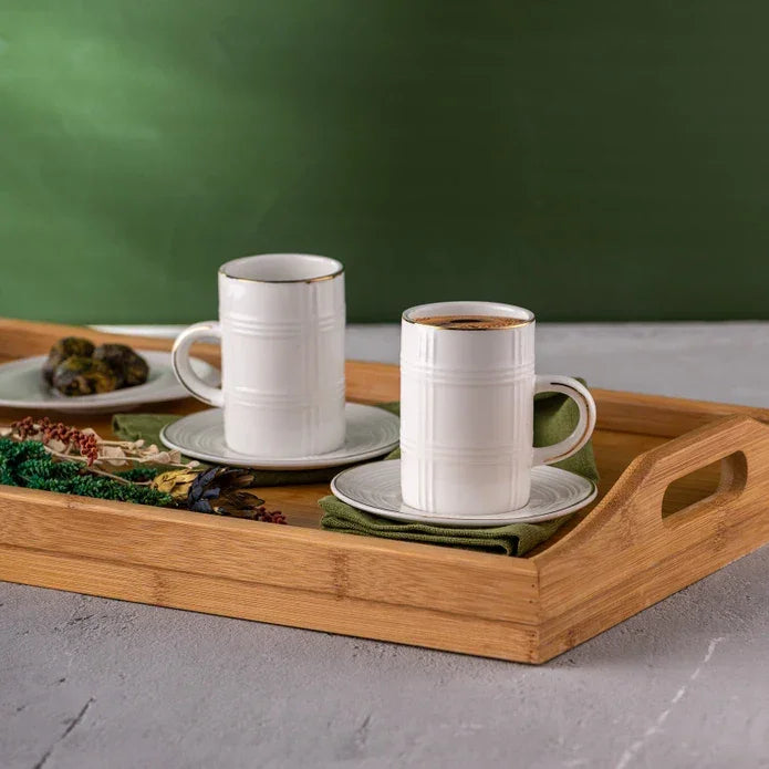 Emsan Ekose Pattern Double Coffee Cup 150 cc Gold - Emsan Jordan