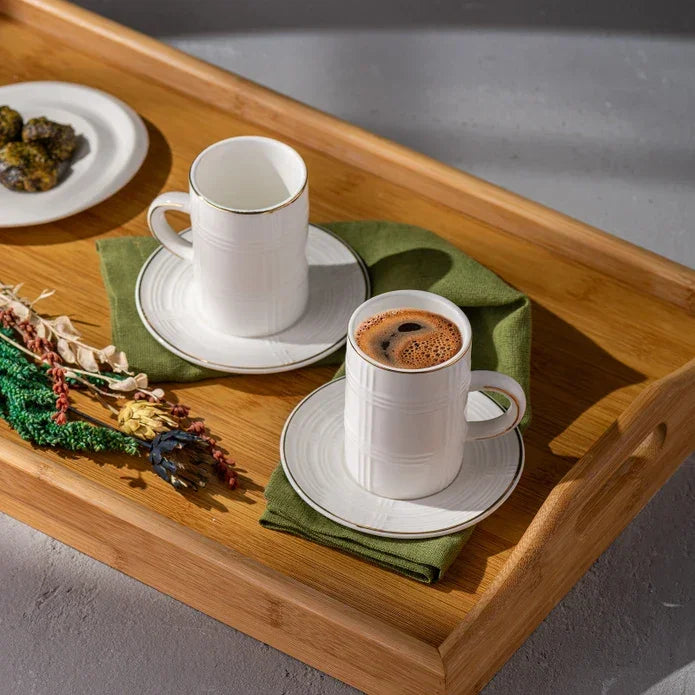 Emsan Ekose Pattern Double Coffee Cup 150 cc Gold - Emsan Jordan