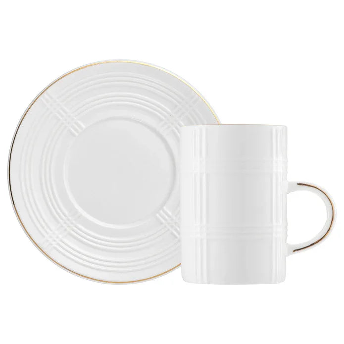 Emsan Ekose Pattern Double Coffee Cup 150 cc Gold - Emsan Jordan