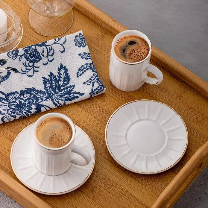 Emsan Double Line Pattern Double Coffee Cup 150 cc Gold - Emsan Jordan