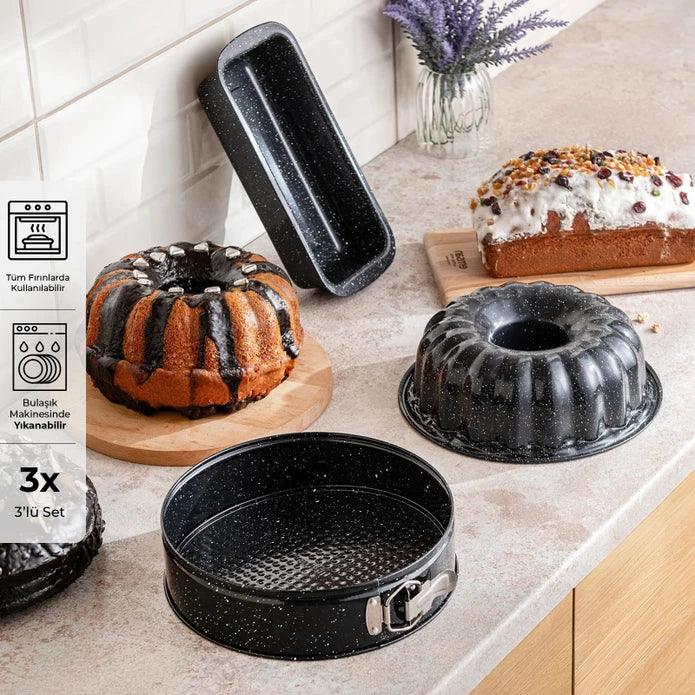 Emsan Wellbake 3-Piece Cake Mold Set Black - Emsan Jordan