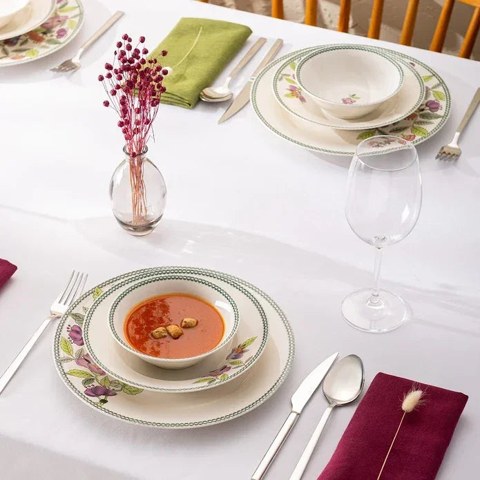 Emsan New Bone Leila 18 Piece Round Dinner Set for 6 People - Emsan Jordan