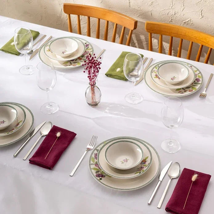 Emsan New Bone Leila 18 Piece Round Dinner Set for 6 People - Emsan Jordan