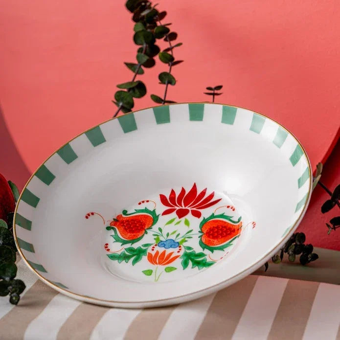 Istanbul Porcelain Nar Fine Bone Deep Plate Green 22 cm - Emsan Jordan