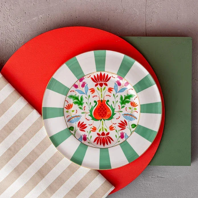 Istanbul Porcelain Nar Fine Bone Serving Plate Green – 27 cm - Emsan Jordan