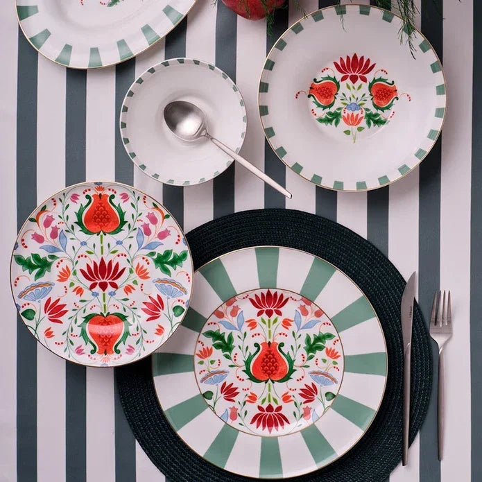 Istanbul Porcelain Nar Fine Bone Serving Plate Green – 27 cm - Emsan Jordan