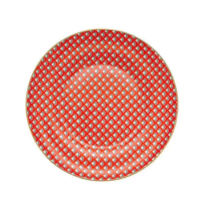 Istanbul Porcelain Nar Fine Bone Cake Plate Red 21 cm - Emsan Jordan