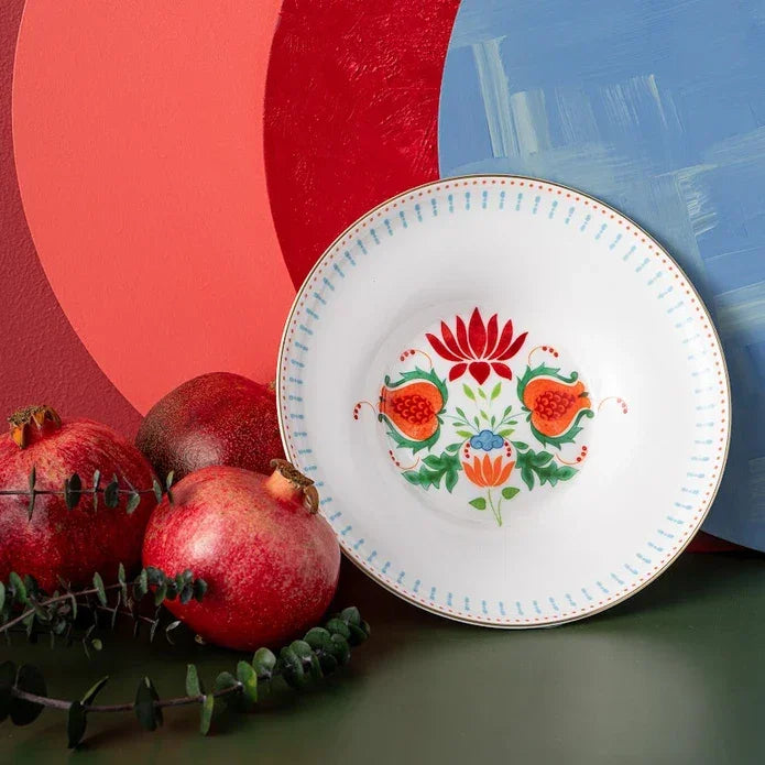 Istanbul Porcelain Nar Fine Bone Deep Plate Blue 22 cm - Emsan Jordan