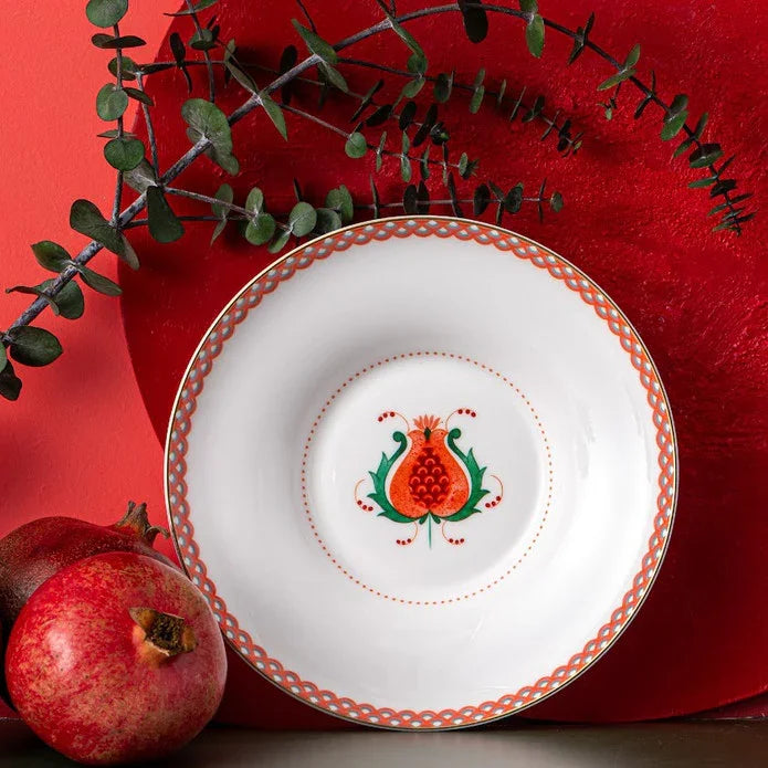 Istanbul Porcelain Nar Fine Bone Deep Plate Red 22 cm - Emsan Jordan