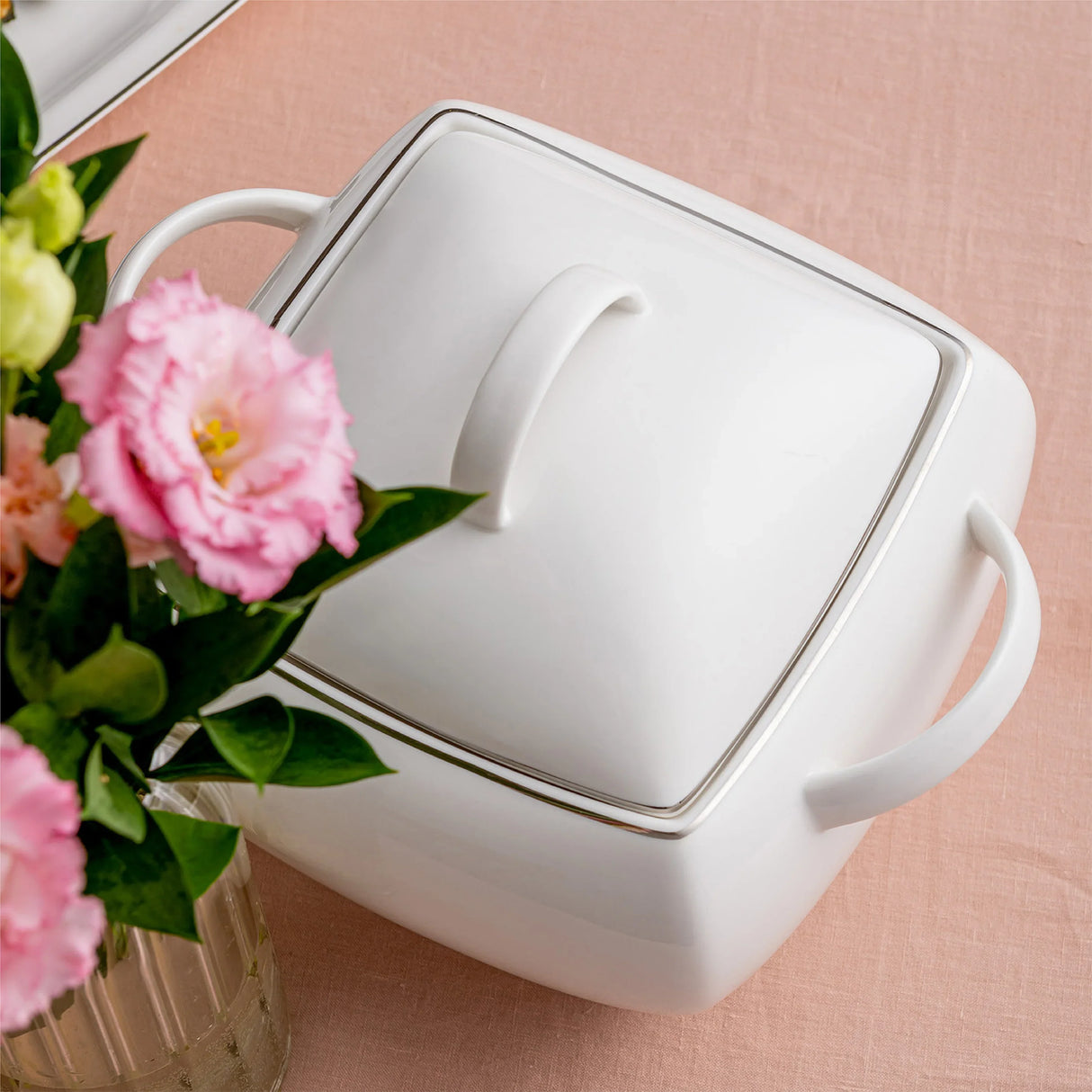 Emsan Yeni Karmen 60-Piece 12-Person Square Dinner Set – Platinum - Emsan Jordan