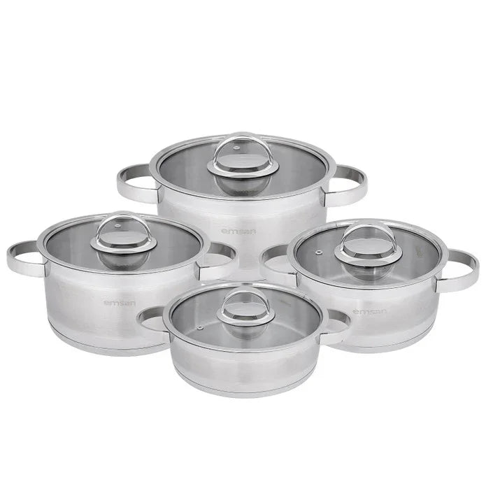 Emsan Karya 8-Piece Induction-Based Stainless Steel Cookware Set - Emsan Jordan
