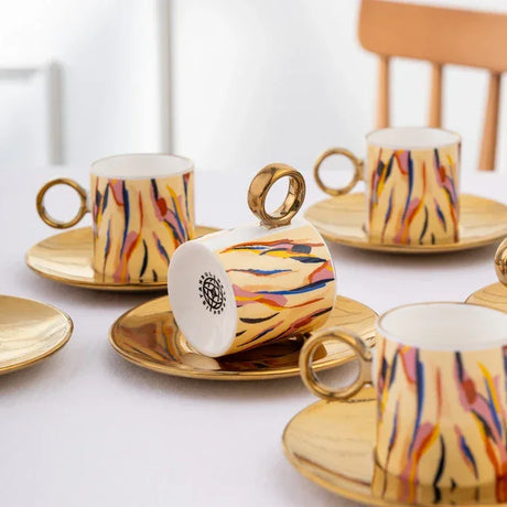 Istanbul Porcelain Ahenk 6-Person Coffee Cup Set 90 ml - Emsan Jordan