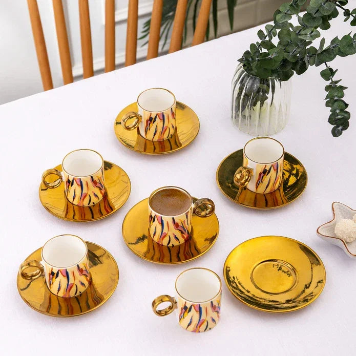 Istanbul Porcelain Ahenk 6-Person Coffee Cup Set 90 ml - Emsan Jordan