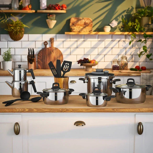 Emsan Wedding 16-Piece Stainless Steel Cookware and Teapot Set - Emsan Jordan