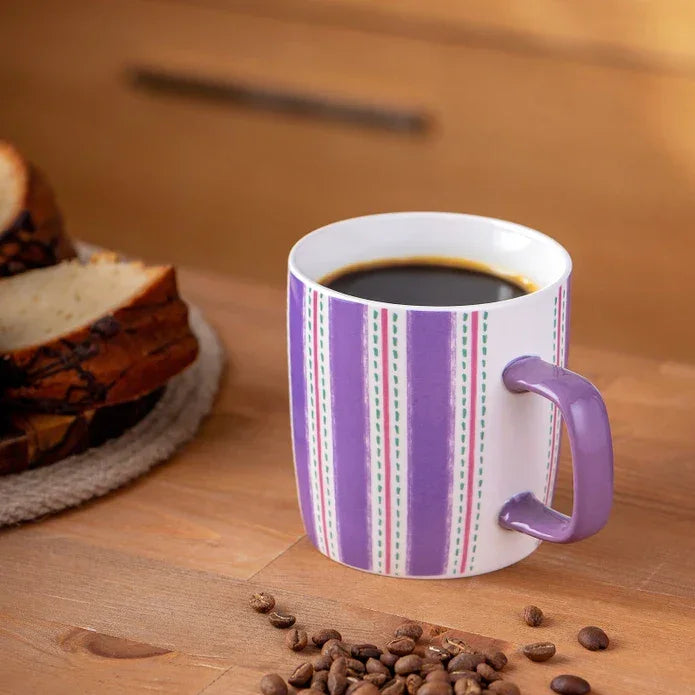 Emsan Striped New Bone Mug 350 ml Purple - Emsan Jordan