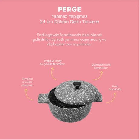 Emsan Perge Cast Deep Pot 24 cm - Emsan Jordan