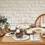 Emsan Parla 32-Piece Breakfast Set for 6 People, Gray and White - Emsan Jordan