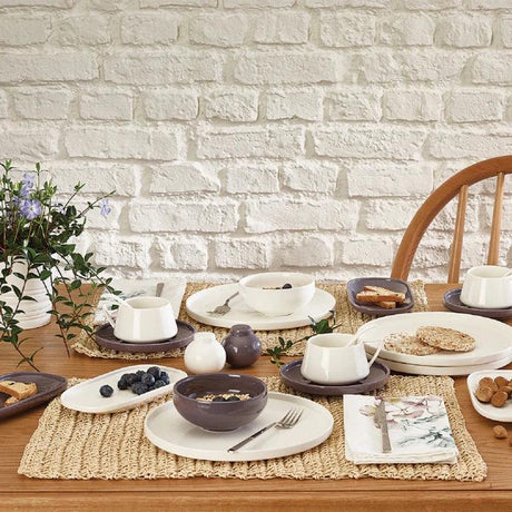 Emsan Parla 32-Piece Breakfast Set for 6 People, Gray and White - Emsan Jordan