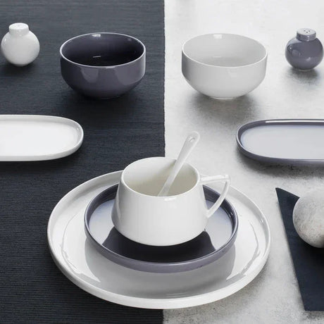 Emsan Parla 32-Piece Breakfast Set for 6 People, Gray and White - Emsan Jordan