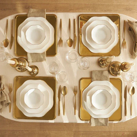 Emsan Lotus Fine Bone 18-Piece Dinner Set for 6 People - Gold - Emsan Jordan