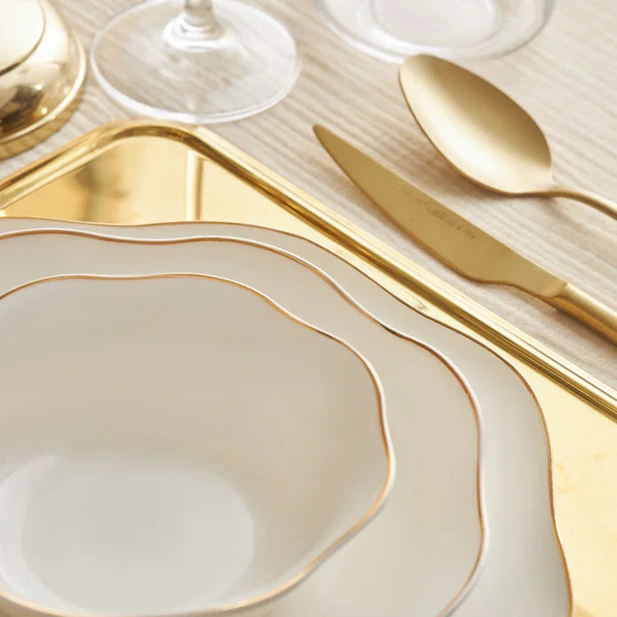 Emsan Lotus Fine Bone 18-Piece Dinner Set for 6 People - Gold - Emsan Jordan