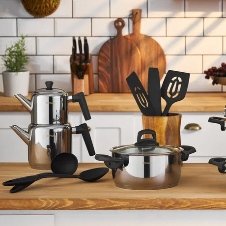 Emsan Wedding 16-Piece Stainless Steel Cookware and Teapot Set - Emsan Jordan