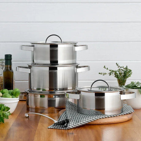 Emsan Karya 8-Piece Induction-Based Stainless Steel Cookware Set - Emsan Jordan