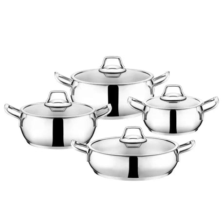 Emsan Cemre 8-Piece Stainless Steel Induction-Based Cookware Set - Emsan Jordan