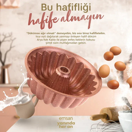 Emsan Arya Cast Cake Mold - Golden Pink - 24 cm - Emsan Jordan