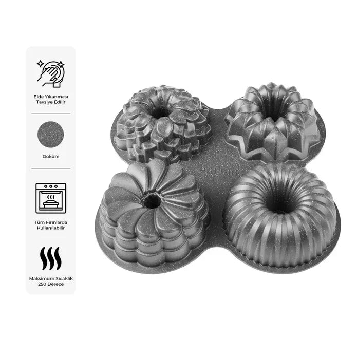 Emsan Griss One Four 4-Piece Cast Cake Mold Set Gray - Emsan Jordan