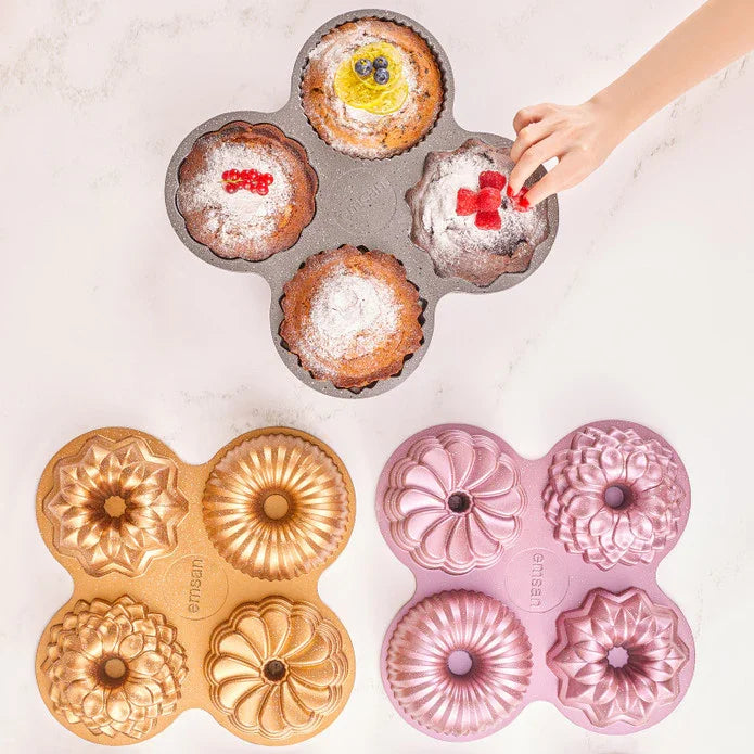 Emsan Griss One Four Cast Cake Mold – Gold – 4 Pieces - Emsan Jordan