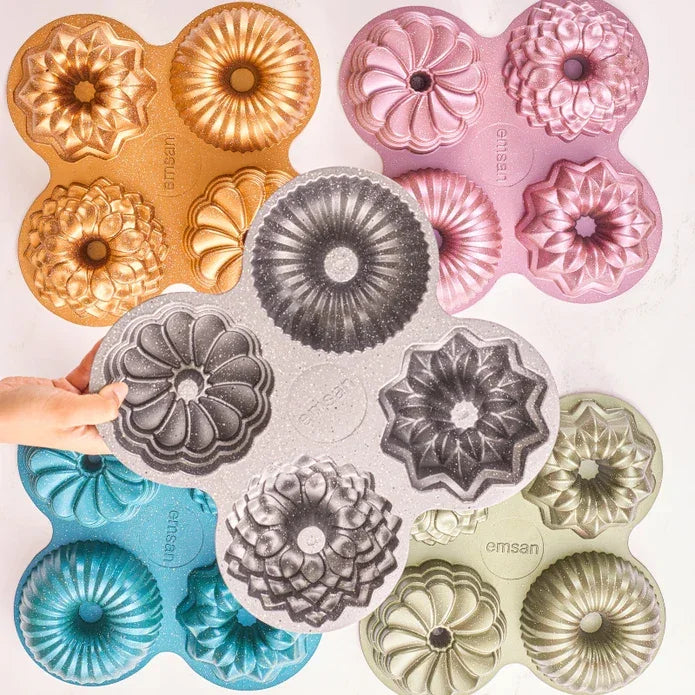 Emsan Griss One Four 4-Piece Cast Cake Mold Set – Pink - Emsan Jordan