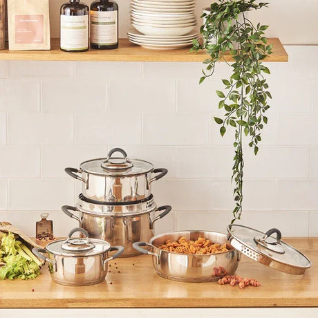 Emsan Unique 8-Piece Stainless Steel Cookware Set - Emsan Jordan