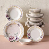 Emsan Flory Stoneware 24 Piece Dinner Set for 6 People - Emsan Jordan