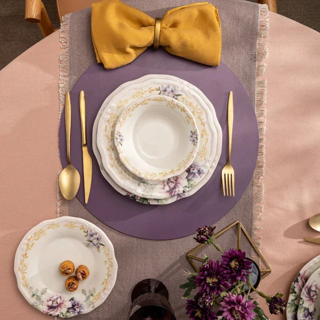 Emsan Flory Stoneware 24 Piece Dinner Set for 6 People - Emsan Jordan